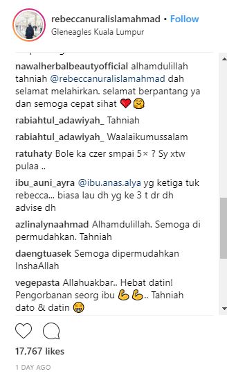Rebecca Nur Al Islam Selamat Bersalin, Rupanya Kesemua 4 