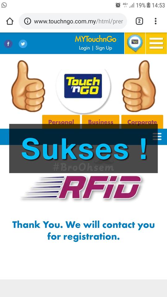 Cara Daftar Touch ’n Go RFID, Sebelum Tutup Baik Isi Borang Online Ni Cepat